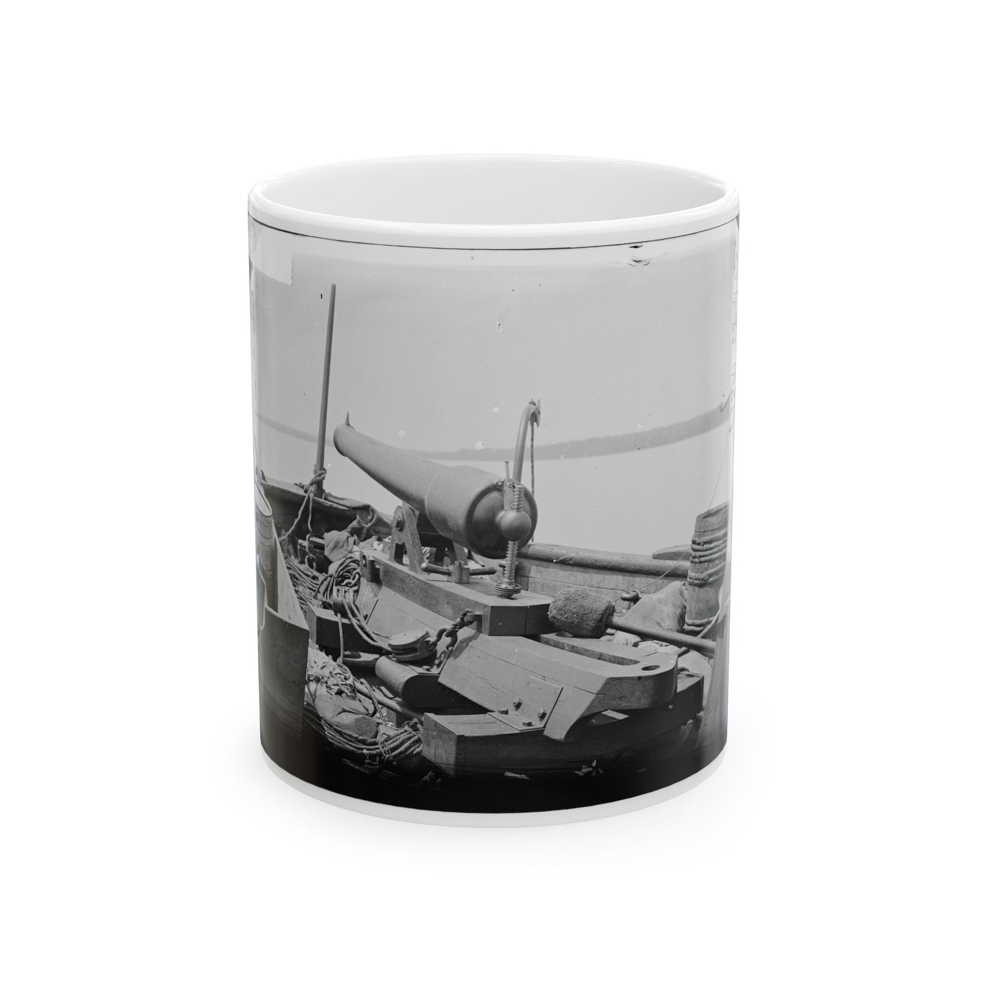 Bow Gun On Confederate Gunboat Teazer, Captured By The Maritanza (U.S. Civil War) White Coffee Mug-11oz-The Sticker Space