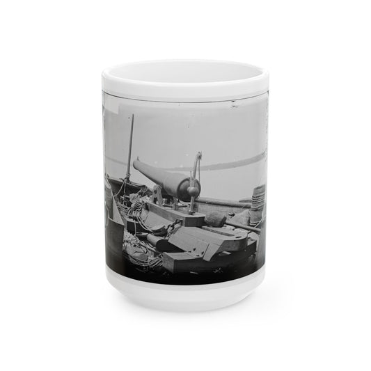 Bow Gun On Confederate Gunboat Teazer, Captured By The Maritanza (U.S. Civil War) White Coffee Mug-15oz-The Sticker Space