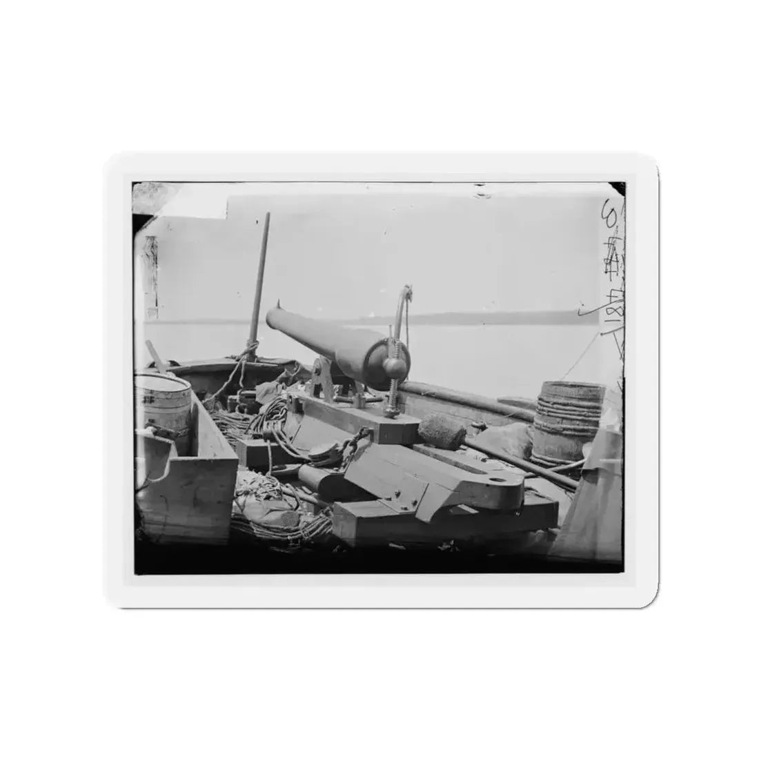 Bow Gun On Confederate Gunboat Teazer, Captured By The Maritanza (U.S. Civil War) Refrigerator Magnet 3 Inch Die-Cut - The Sticker Space