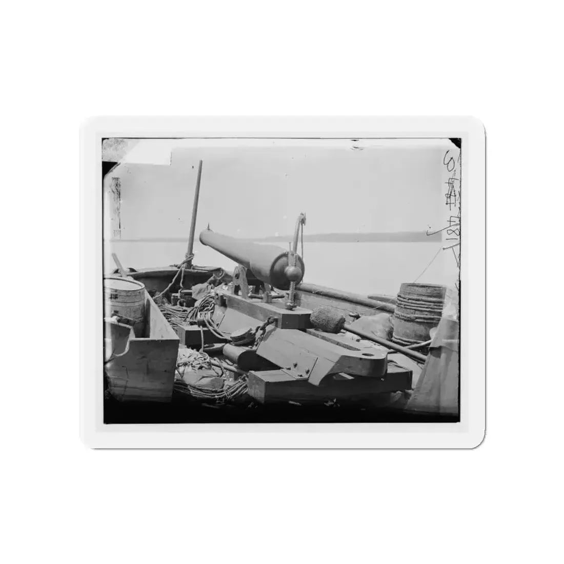 Bow Gun On Confederate Gunboat Teazer, Captured By The Maritanza (U.S. Civil War) Refrigerator Magnet 4 Inch Die-Cut - The Sticker Space