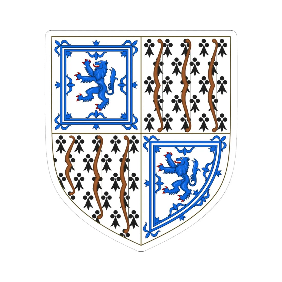 Bowes-Lyon Arms (Scotland) (Coat of Arms) STICKER Vinyl Kiss-Cut Decal 4 Inch White - The Sticker Space