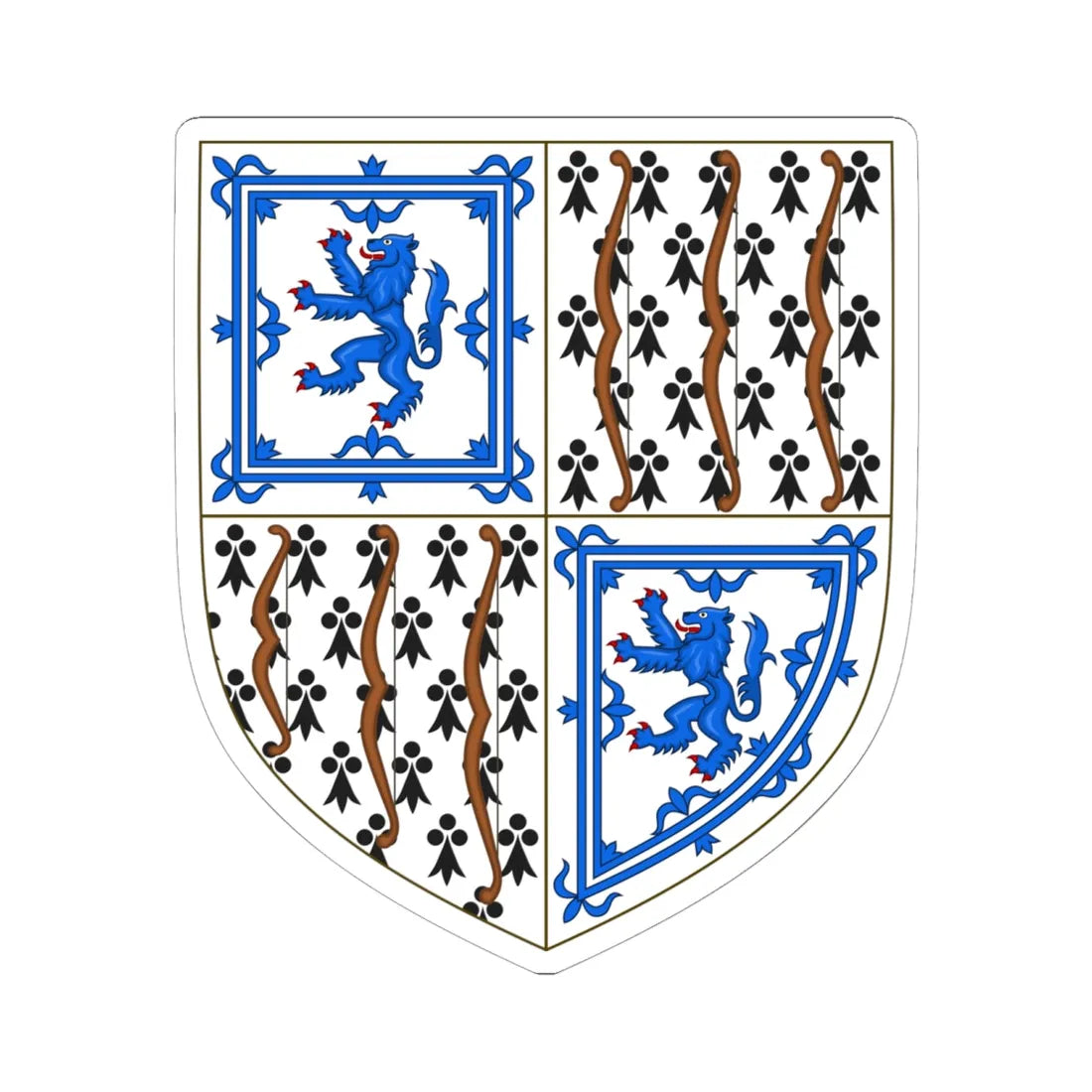 Bowes-Lyon Arms (Scotland) (Coat of Arms) STICKER Vinyl Kiss-Cut Decal 6 Inch White - The Sticker Space