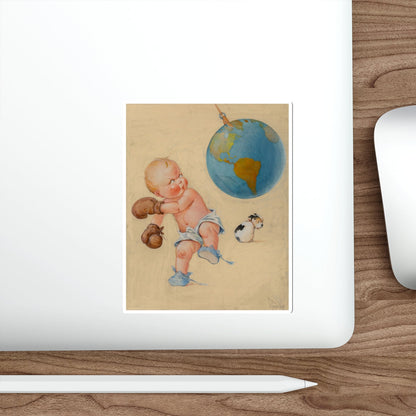 Boxing the World (Magazine Illustration) STICKER Vinyl Die-Cut Decal-The Sticker Space