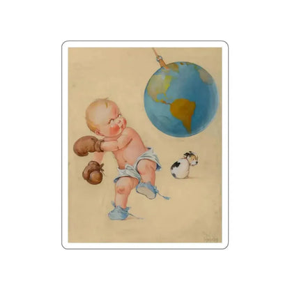 Boxing the World (Magazine Illustration) STICKER Vinyl Die-Cut Decal - The Sticker Space