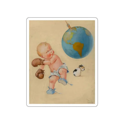 Boxing the World (Magazine Illustration) STICKER Vinyl Die-Cut Decal White Die-Cut 2 Inch - The Sticker Space