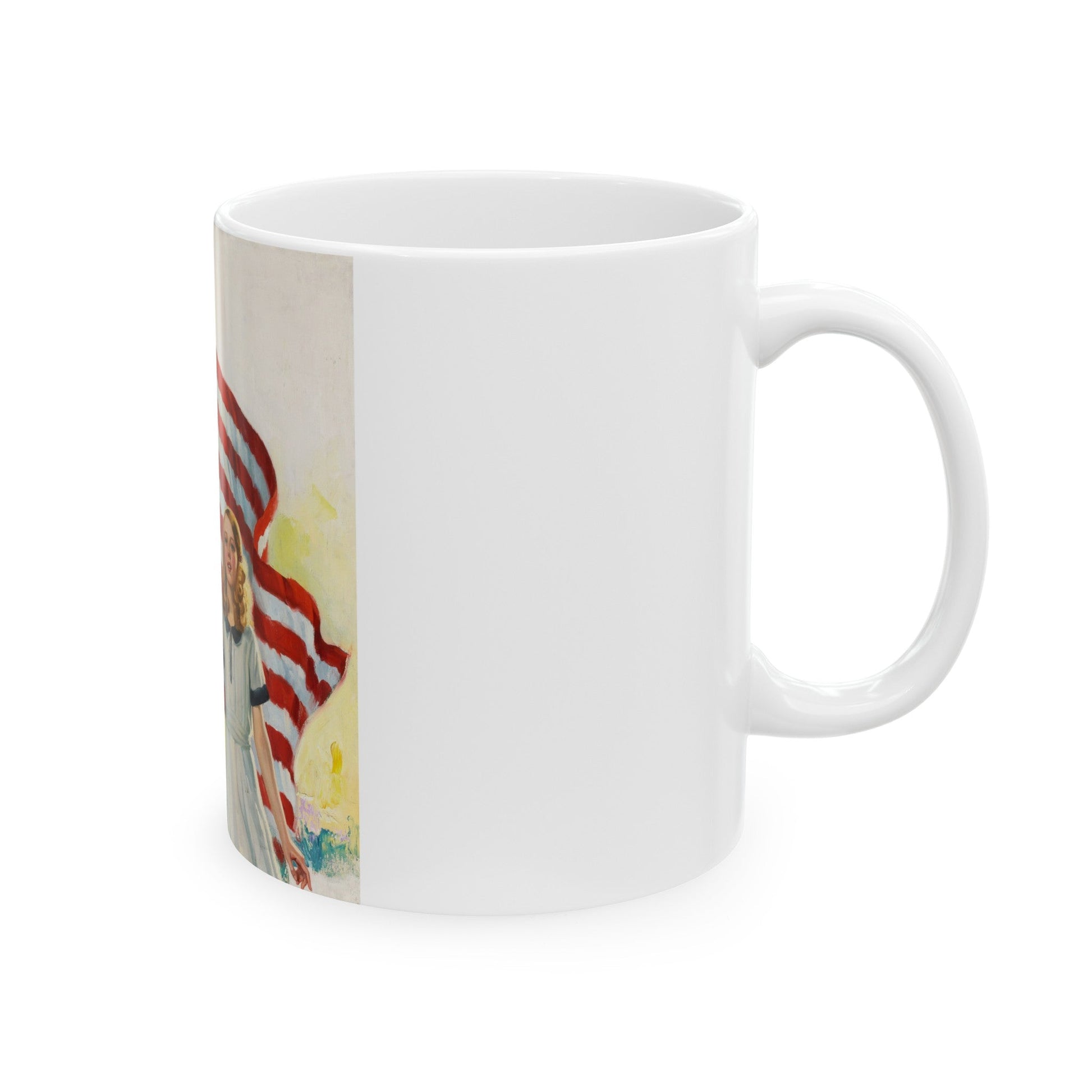 Boy and Girl with American Flag - White Coffee Mug-The Sticker Space