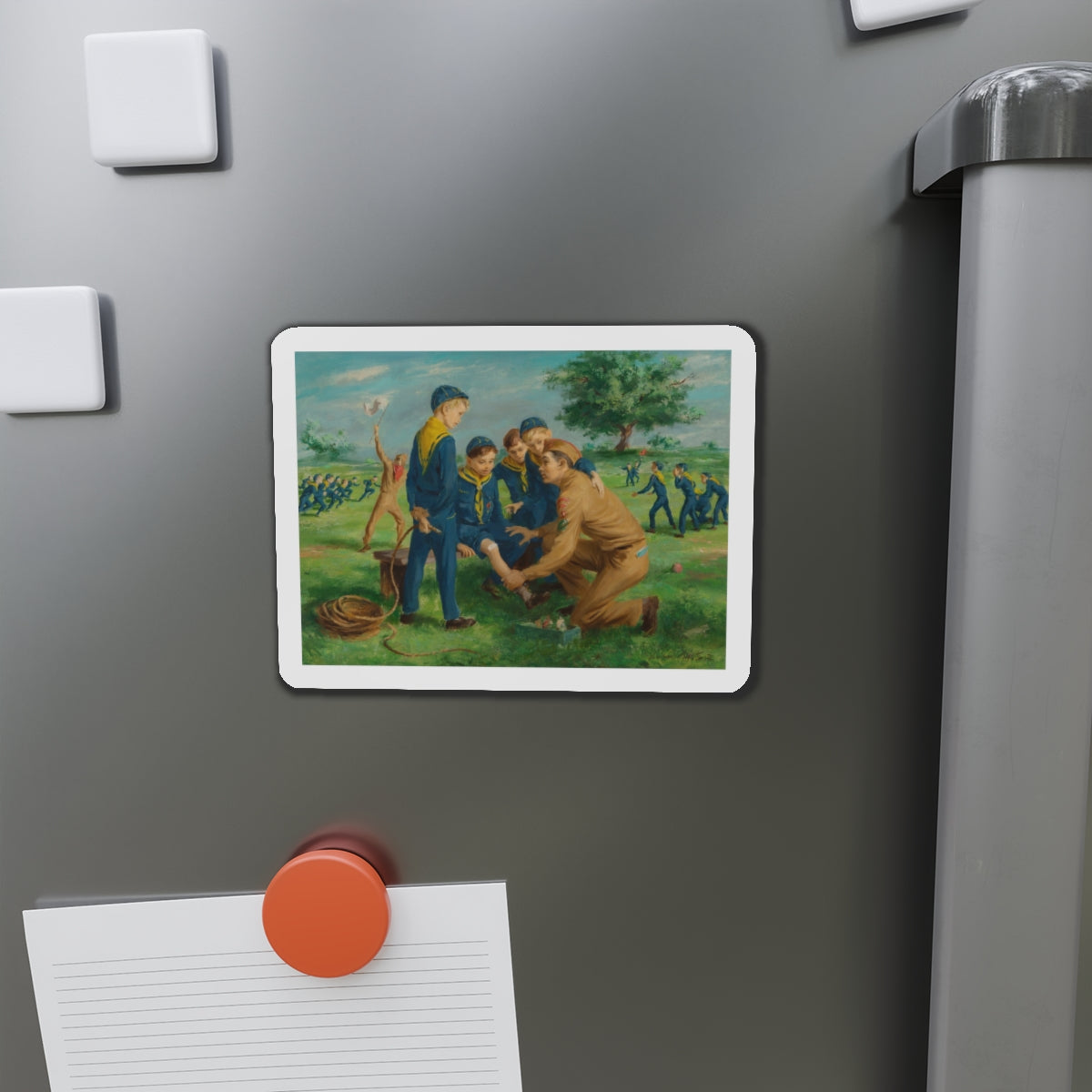 Boy Scouts - A Learning Opportunity (Magazine Illustration) Refrigerator Magnet-The Sticker Space