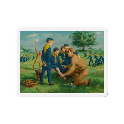 Boy Scouts - A Learning Opportunity (Magazine Illustration) Refrigerator Magnet 2 Inch Die-Cut - The Sticker Space