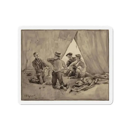 Boys and their Tents, 1894 (Magazine Illustration) Refrigerator Magnet 2 Inch Die-Cut - The Sticker Space