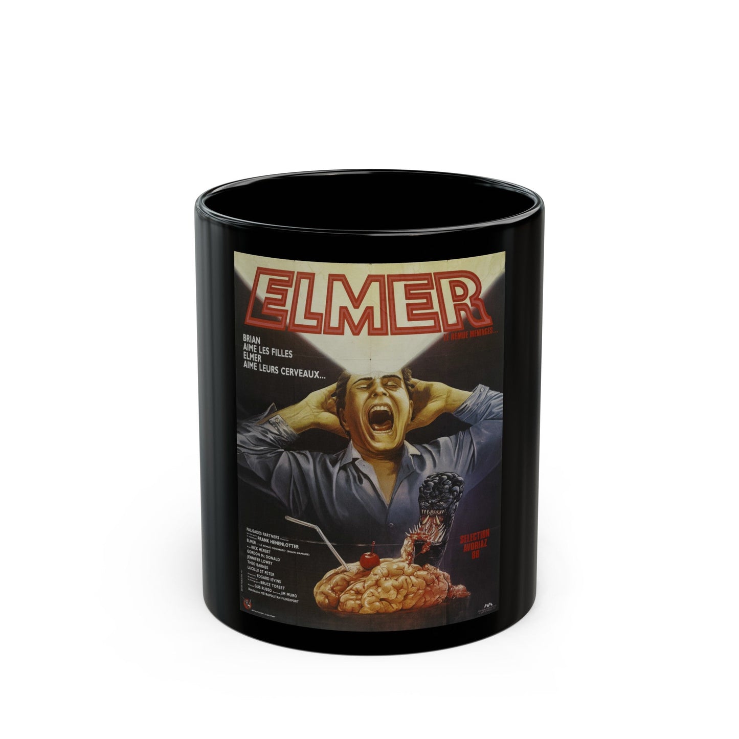 BRAIN DAMAGE (FRENCH) 1988 Movie Poster - Black Coffee Mug-11oz-The Sticker Space