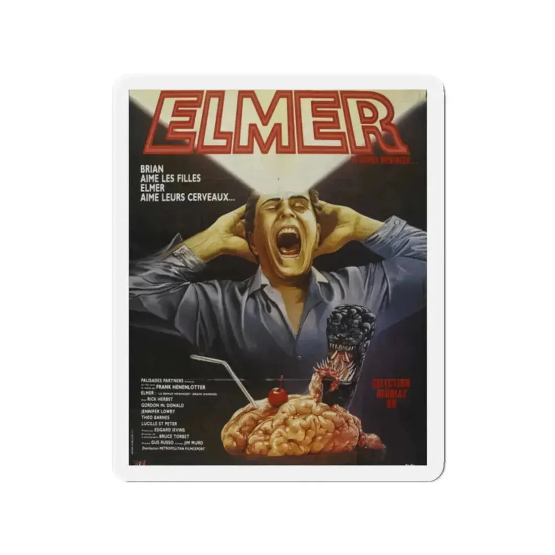 BRAIN DAMAGE (FRENCH) 1988 Movie Poster - Refrigerator Magnet 2 Inch - The Sticker Space