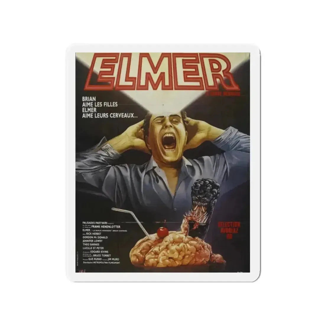 BRAIN DAMAGE (FRENCH) 1988 Movie Poster - Refrigerator Magnet - The Sticker Space