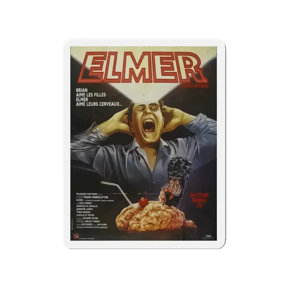 BRAIN DAMAGE (FRENCH) 1988 Movie Poster - Refrigerator Magnet - The Sticker Space