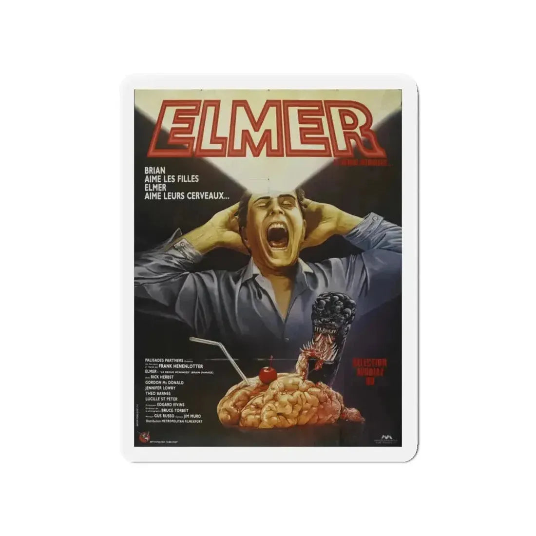 BRAIN DAMAGE (FRENCH) 1988 Movie Poster - Refrigerator Magnet - The Sticker Space
