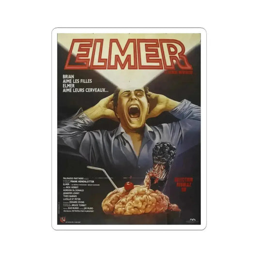 BRAIN DAMAGE (FRENCH) 1988 Movie Poster - STICKER Vinyl Kiss-Cut Decal 2 Inch White - The Sticker Space