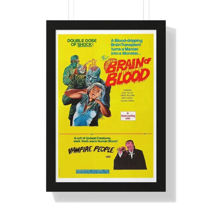 BRAIN OF BLOOD & VAMPIRE PEOPLE 1971 - Framed Movie Poster 16″ x 24″ Black - The Sticker Space
