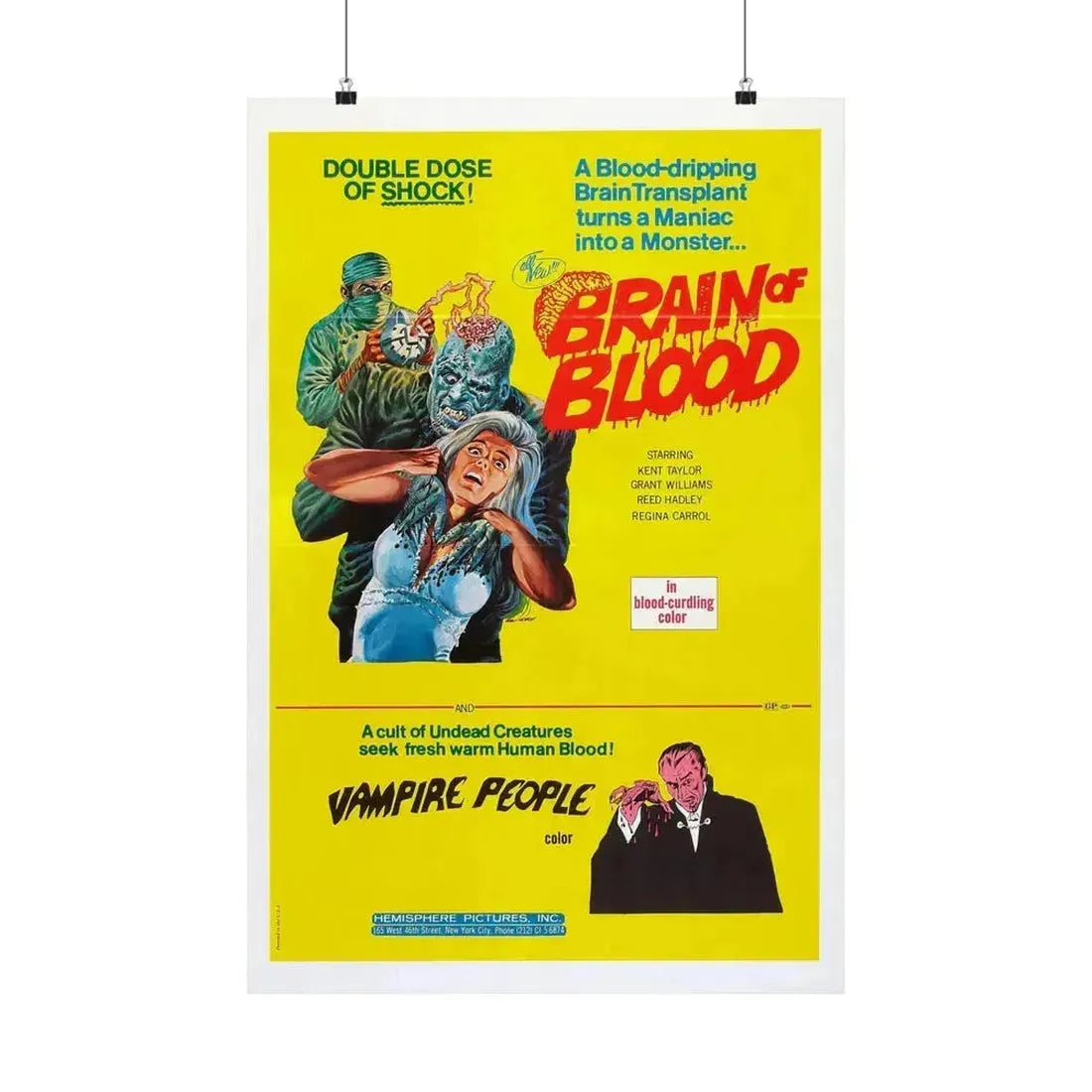 BRAIN OF BLOOD & VAMPIRE PEOPLE 1971 - Paper Movie Poster 20″ x 30″ Matte - The Sticker Space