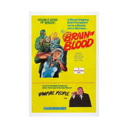 BRAIN OF BLOOD & VAMPIRE PEOPLE 1971 - Paper Movie Poster - The Sticker Space