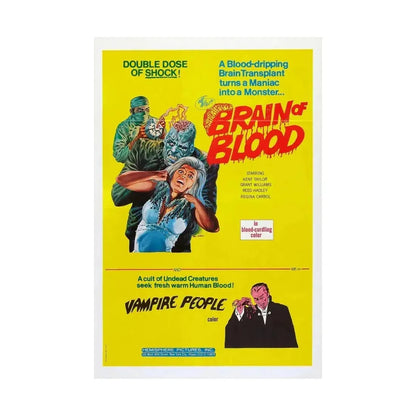 BRAIN OF BLOOD & VAMPIRE PEOPLE 1971 - Paper Movie Poster - The Sticker Space