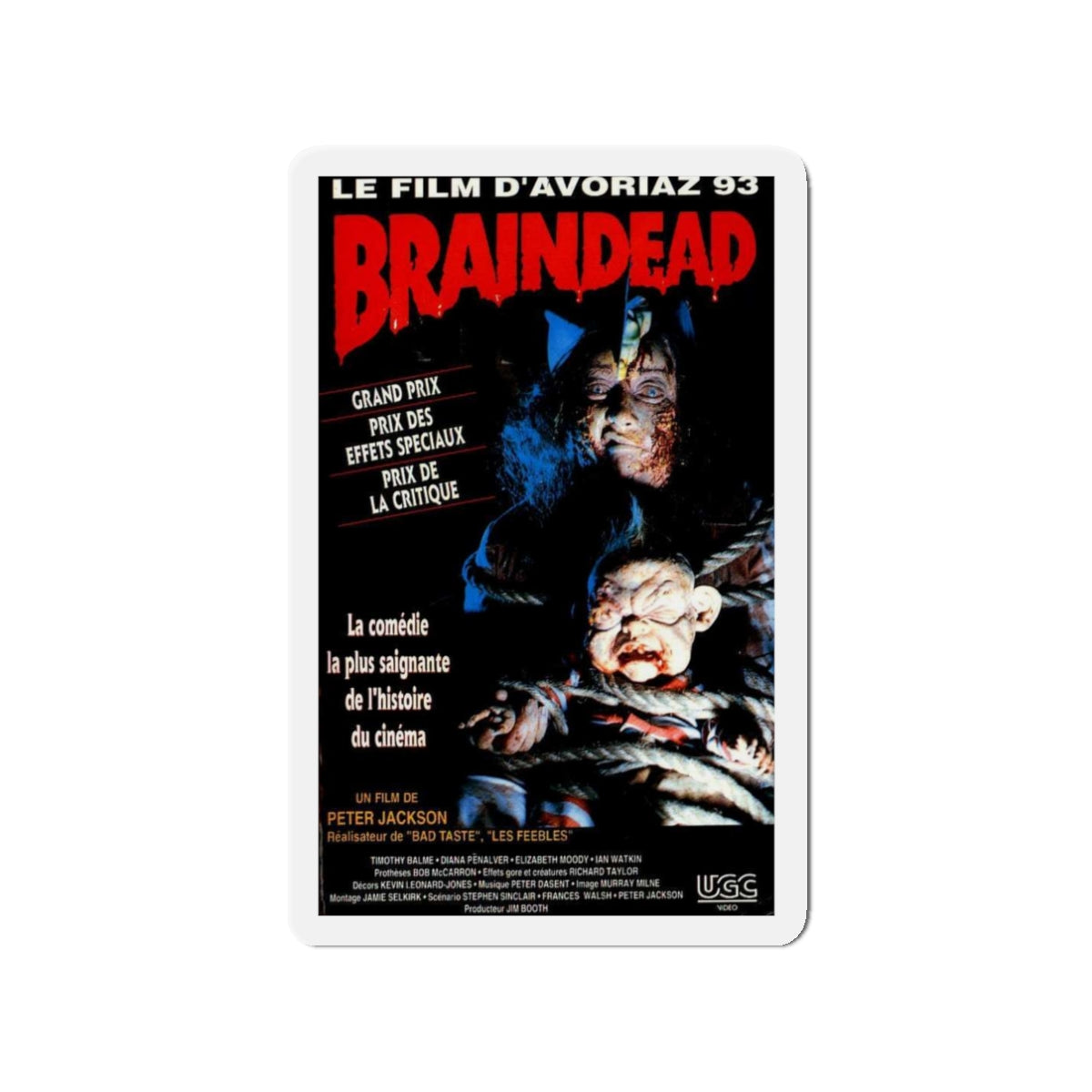 BRAINDEAD (DEAD ALIVE) - FRENCH 1992 Movie Poster - Die-Cut Magnet-3" x 3"-The Sticker Space