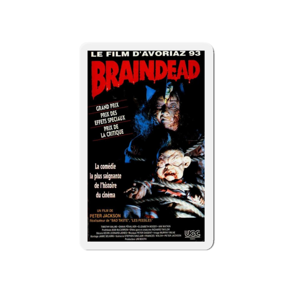 BRAINDEAD (DEAD ALIVE) - FRENCH 1992 Movie Poster - Die-Cut Magnet-5" x 5"-The Sticker Space