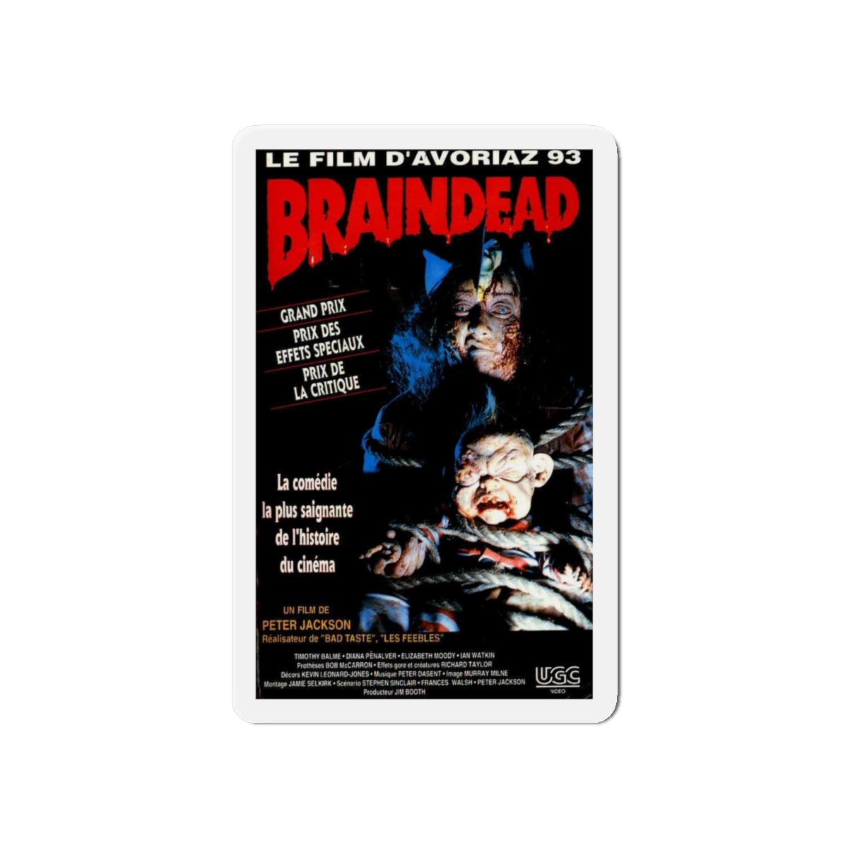 BRAINDEAD (DEAD ALIVE) - FRENCH 1992 Movie Poster - Die-Cut Magnet-6 × 6"-The Sticker Space