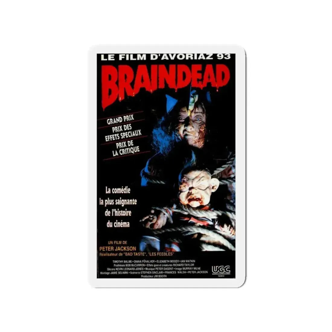 BRAINDEAD (DEAD ALIVE) - FRENCH 1992 Movie Poster - Refrigerator Magnet 3 Inch - The Sticker Space