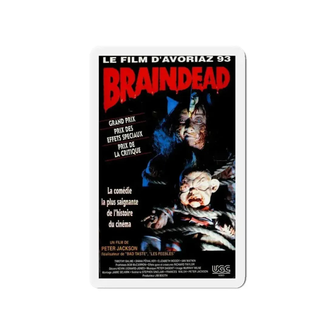 BRAINDEAD (DEAD ALIVE) - FRENCH 1992 Movie Poster - Refrigerator Magnet 4 Inch - The Sticker Space