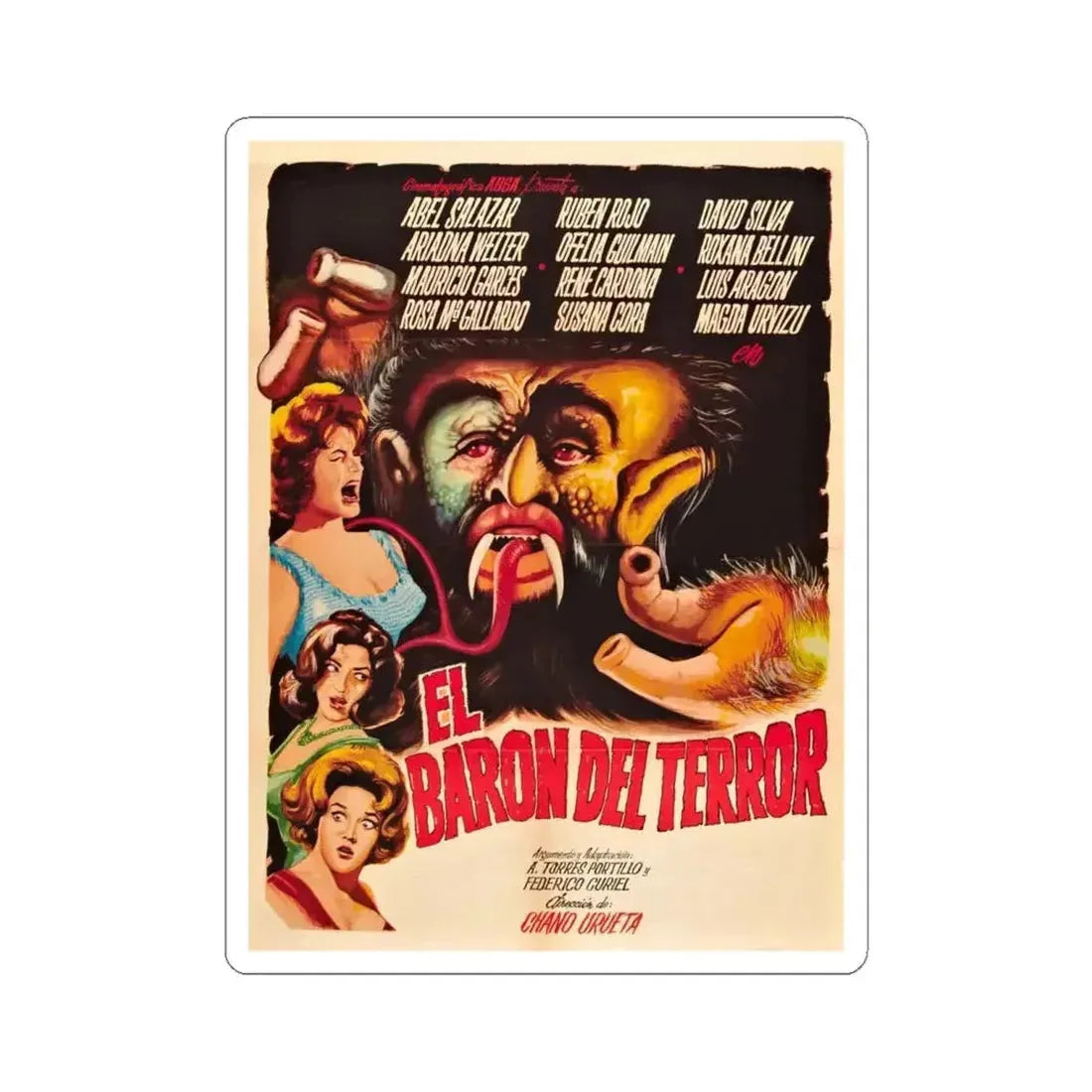 BRAINIAC (BARON OF TERROR) 1962 Movie Poster - STICKER Vinyl Kiss-Cut Decal 6 Inch White - The Sticker Space