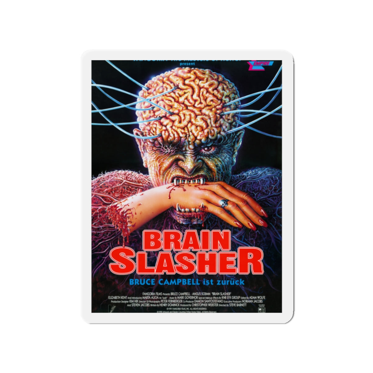 BRAINSLASHER (MINDWARP) 1992 Movie Poster - Die-Cut Magnet-2" x 2"-The Sticker Space