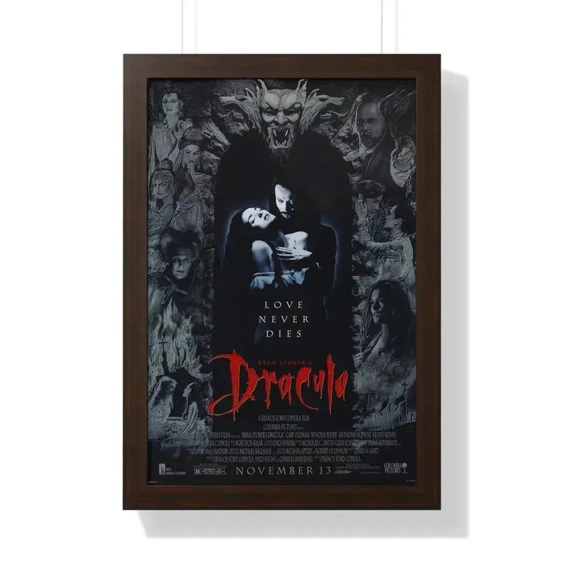 BRAM STOKERS DRACULA 1992 - Framed Movie Poster 16″ x 24″ Walnut - The Sticker Space
