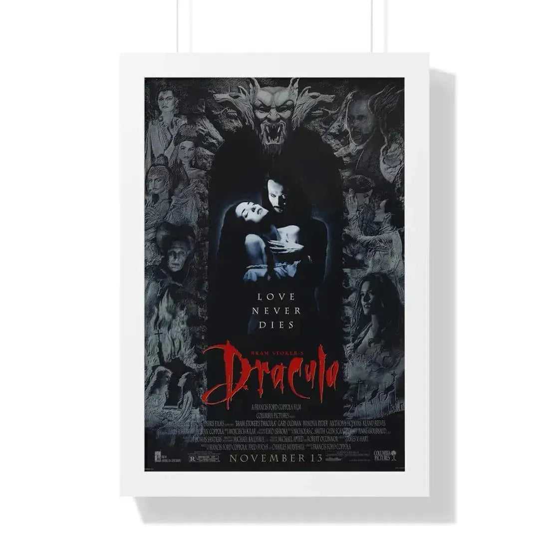 BRAM STOKERS DRACULA 1992 - Framed Movie Poster 16″ x 24″ White - The Sticker Space