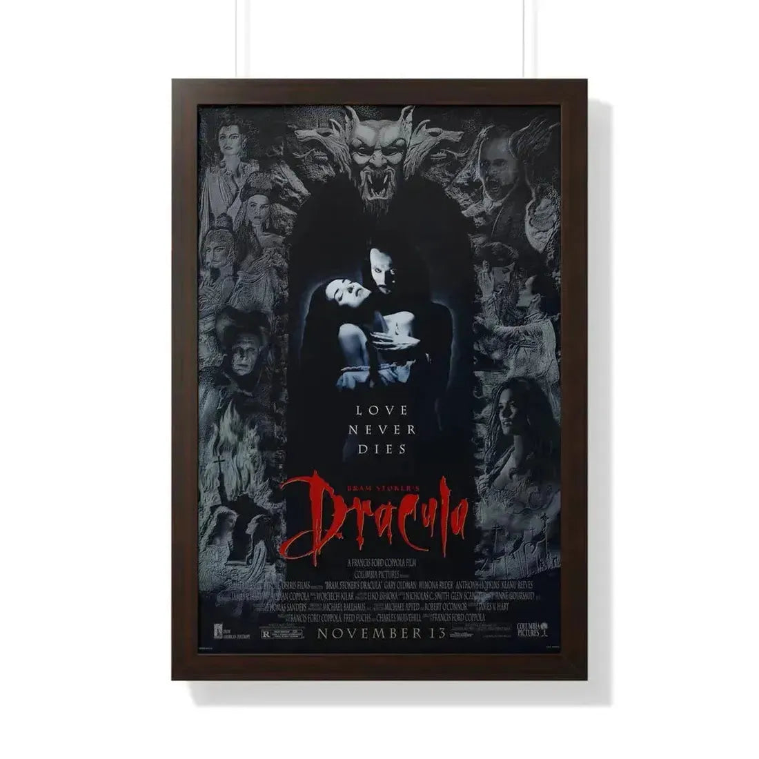 BRAM STOKERS DRACULA 1992 - Framed Movie Poster 20" x 30" Walnut - The Sticker Space