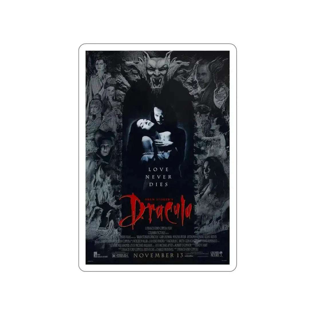 BRAM STOKERS DRACULA 1992 Movie Poster STICKER Vinyl Die-Cut Decal 4 Inch - The Sticker Space