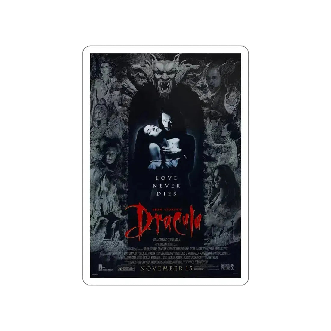 BRAM STOKERS DRACULA 1992 Movie Poster STICKER Vinyl Die-Cut Decal 5 Inch - The Sticker Space