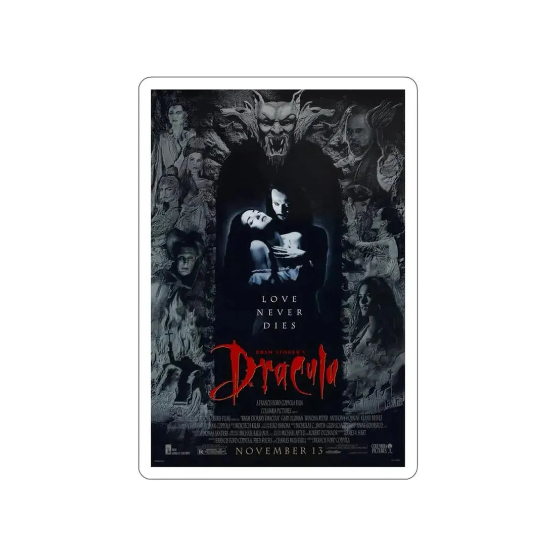 BRAM STOKERS DRACULA 1992 Movie Poster STICKER Vinyl Die-Cut Decal - The Sticker Space