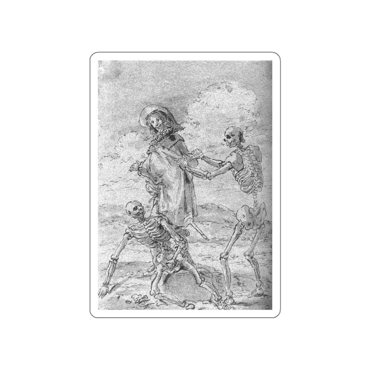 BRAMER, Leonaert - Graphics - Quevedo and the Skeletons of Juan de la Encina and (Artwork) STICKER Vinyl Die-Cut Decal-White-The Sticker Space