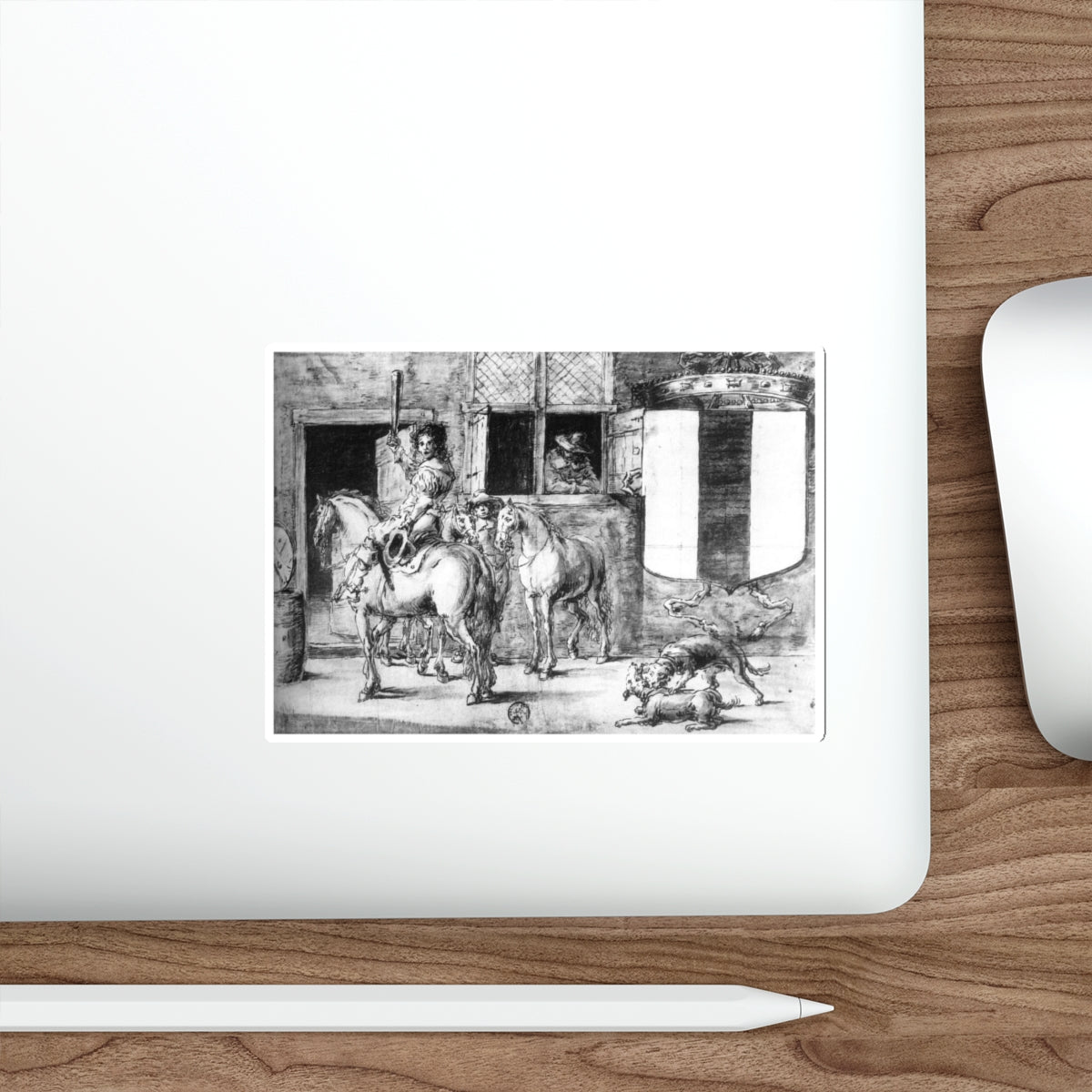 BRAMER, Leonaert - Graphics - Soldiers with Horses before a House (Artwork) STICKER Vinyl Die-Cut Decal-The Sticker Space