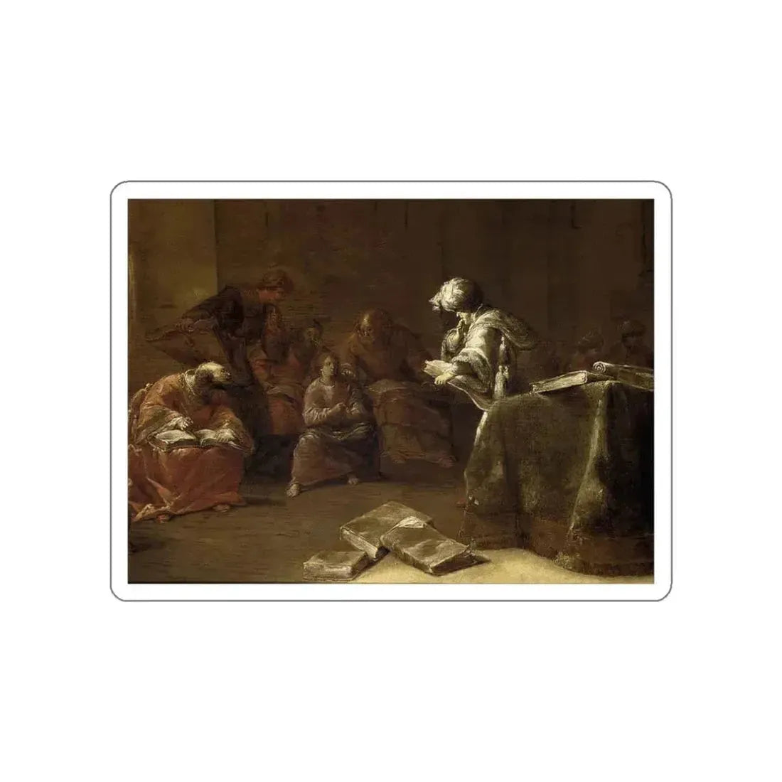 BRAMER, Leonaert - Paintings - Christ among the Doctors2 (Artwork) STICKER Vinyl Die-Cut Decal White Die-Cut 3 Inch - The Sticker Space