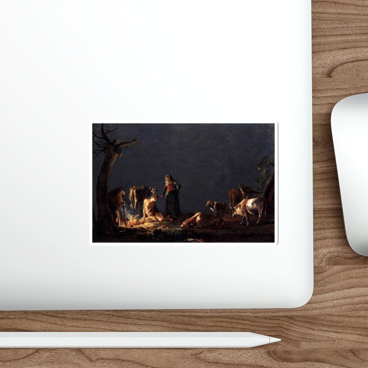 BRAMER, Leonaert - Paintings - Peasants by a Fire (Artwork) STICKER Vinyl Die-Cut Decal-The Sticker Space