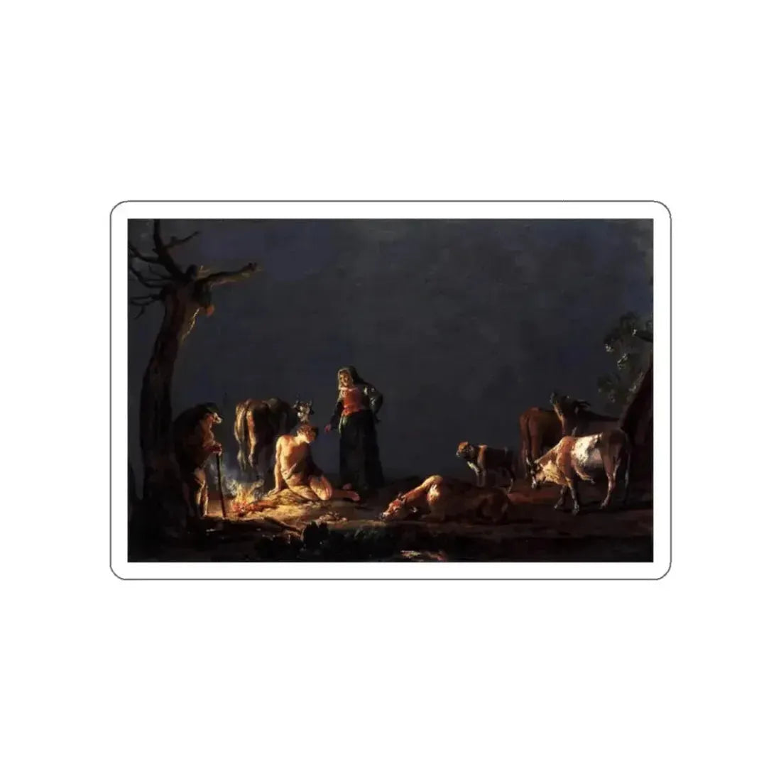 BRAMER, Leonaert - Paintings - Peasants by a Fire (Artwork) STICKER Vinyl Die-Cut Decal - The Sticker Space
