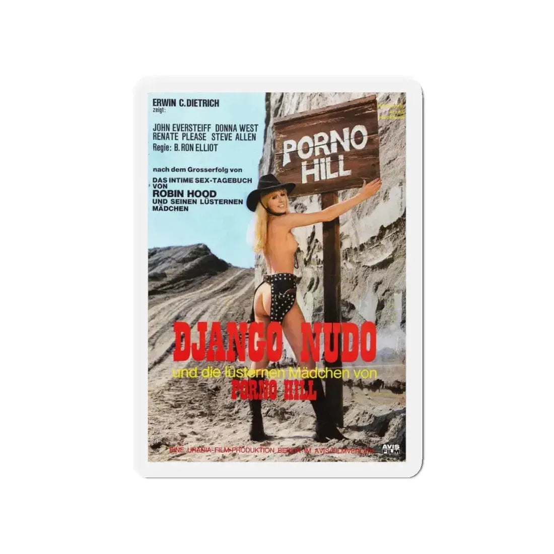 BRAND OF SHAME (NUDE DJANGO) 1968 Movie Poster - Refrigerator Magnet 4 Inch - The Sticker Space