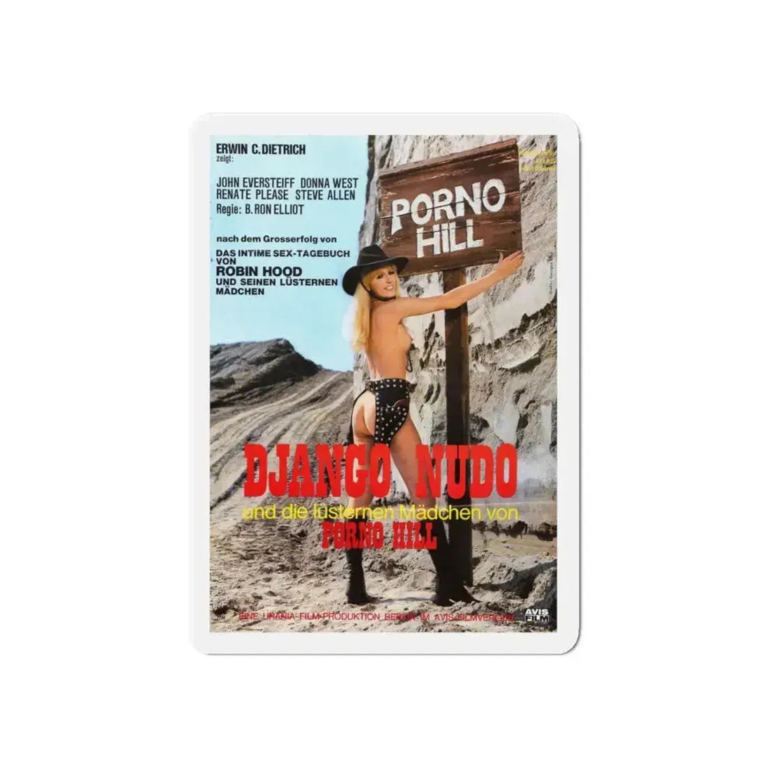 BRAND OF SHAME (NUDE DJANGO) 1968 Movie Poster - Refrigerator Magnet 6 Inch - The Sticker Space