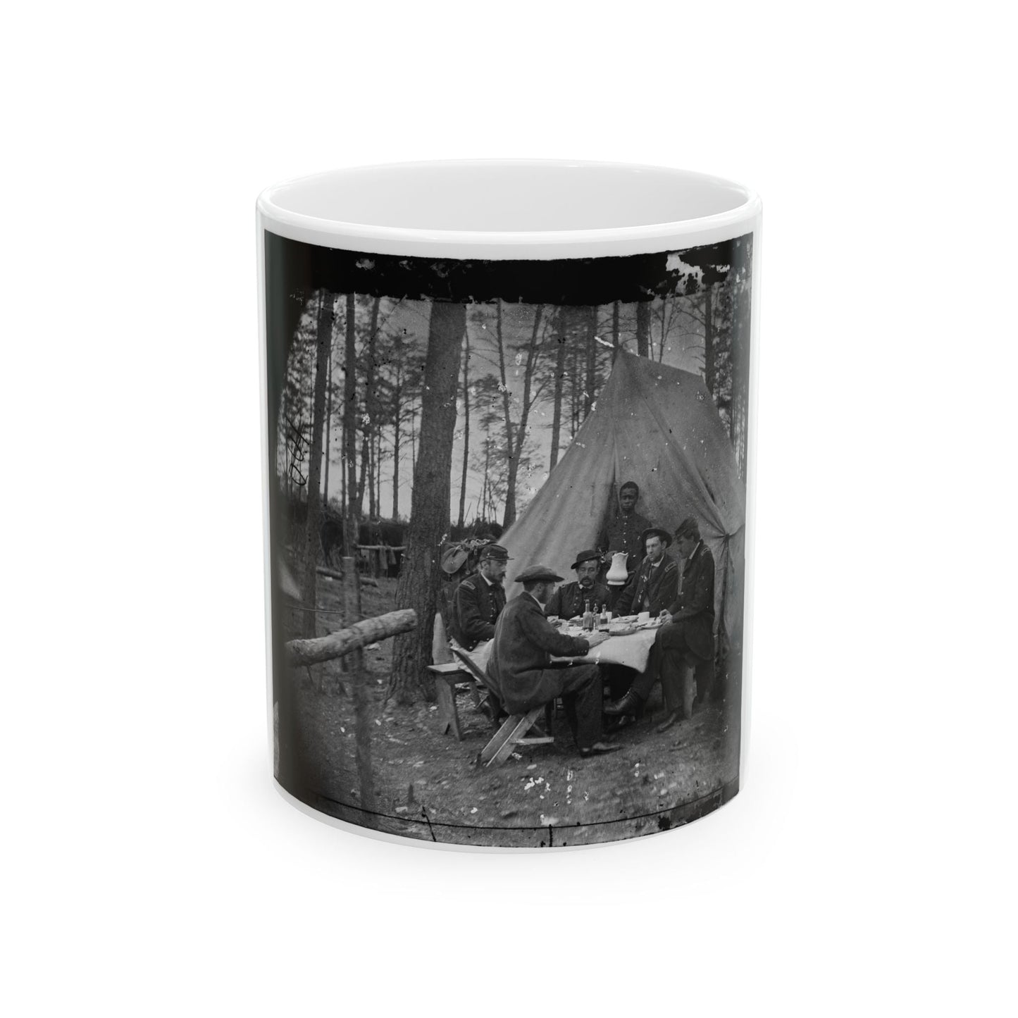 Brandy Station, Va. Dinner Party Outside Tent, Army Of The Potomac Headquarters (U.S. Civil War) White Coffee Mug