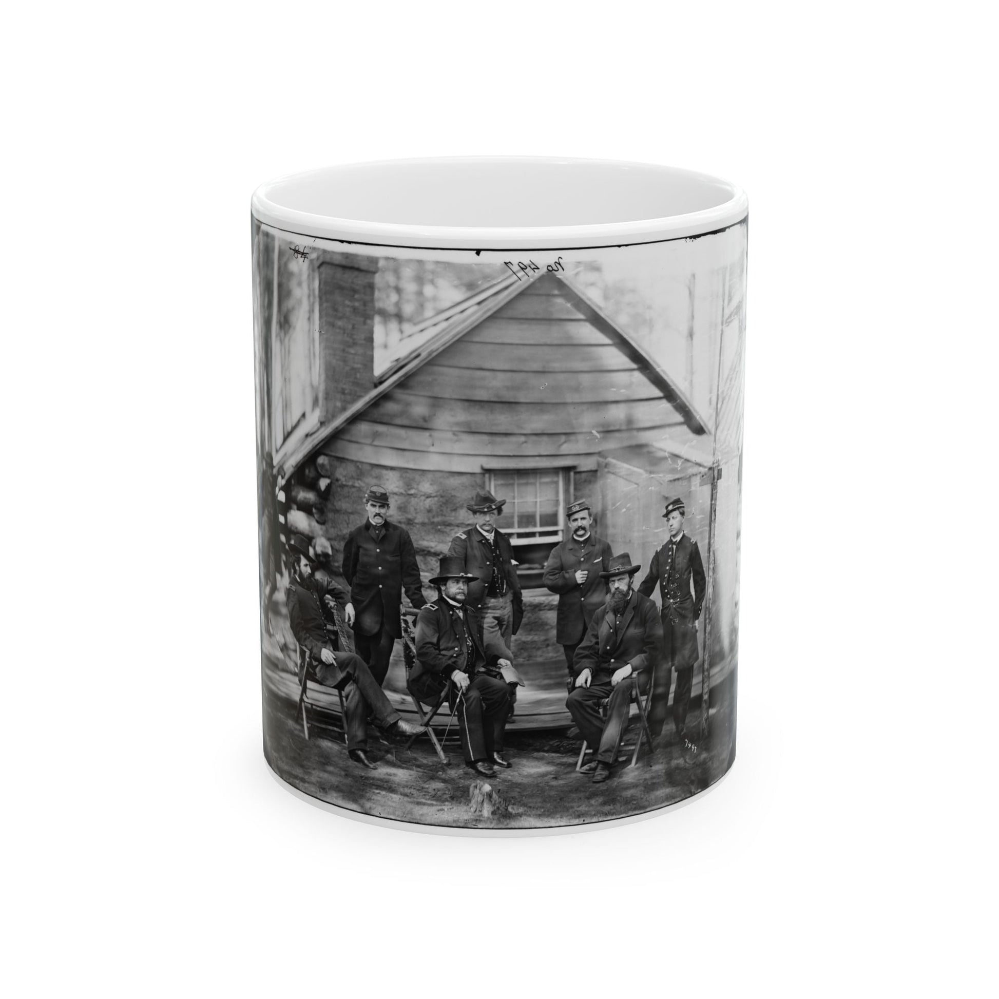 Brandy Station, Va. Gen. Rufus Ingalls And Staff, Chief Quartermaster, And Officers, Army Of The Potomac Headquarters (U.S. Civil War) White Coffee Mug-11oz-The Sticker Space