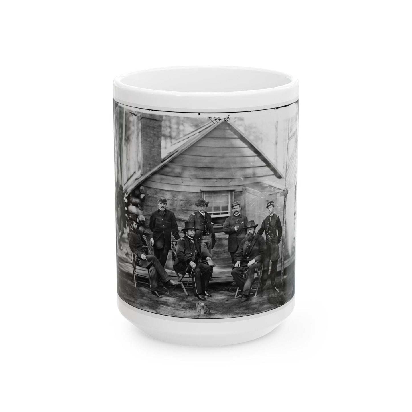 Brandy Station, Va. Gen. Rufus Ingalls And Staff, Chief Quartermaster, And Officers, Army Of The Potomac Headquarters (U.S. Civil War) White Coffee Mug-15oz-The Sticker Space