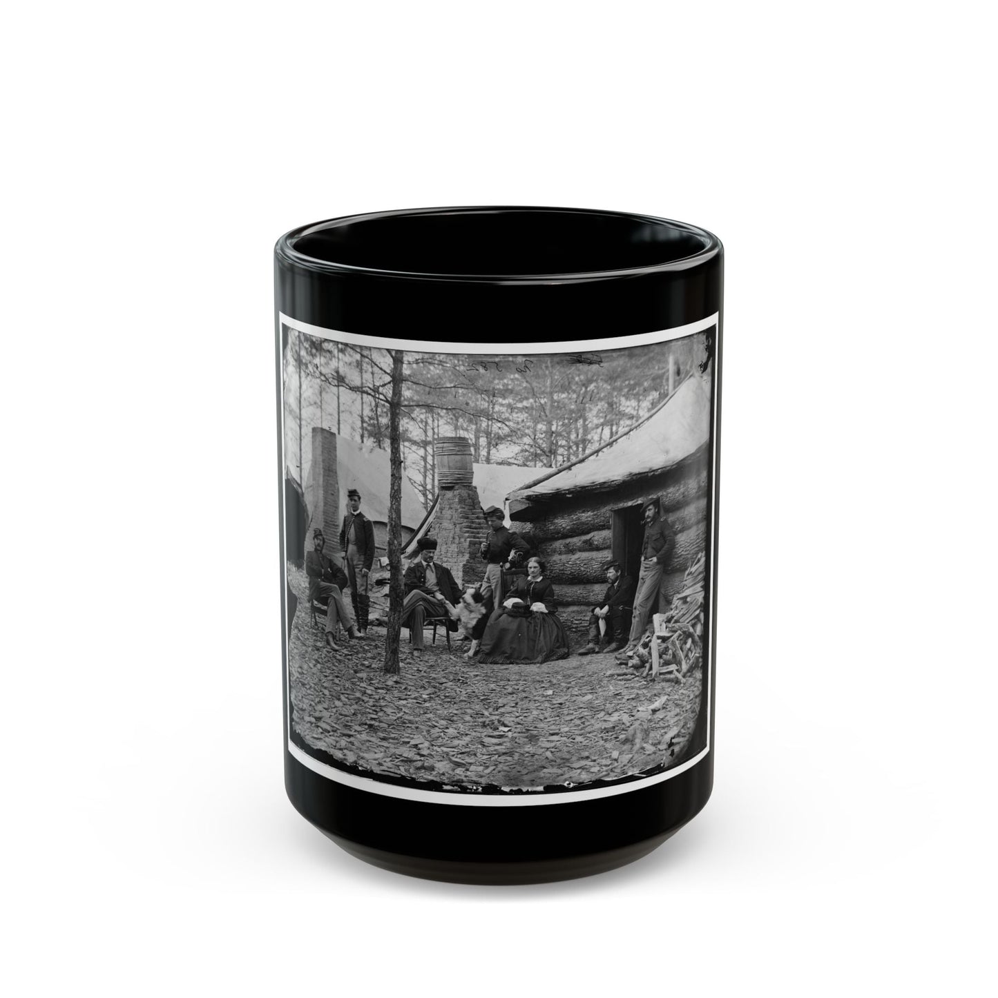 Brandy Station, Va. Officers And A Lady At Headquarters Of 1st Brigade, Horse Artillery (U.S. Civil War) Black Coffee Mug