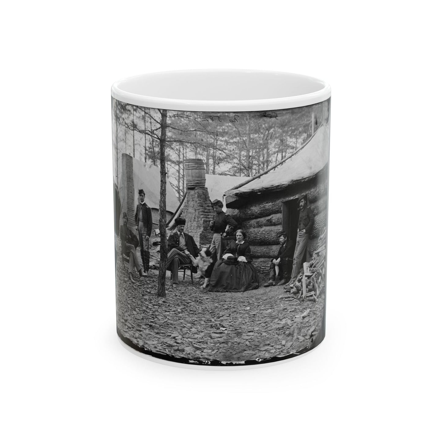 Brandy Station, Va. Officers And A Lady At Headquarters Of 1st Brigade, Horse Artillery (U.S. Civil War) White Coffee Mug