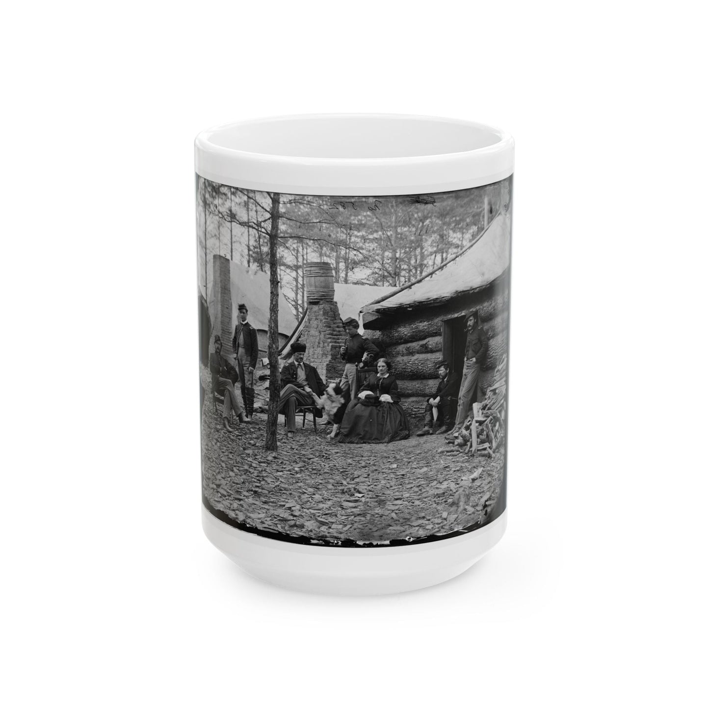 Brandy Station, Va. Officers And A Lady At Headquarters Of 1st Brigade, Horse Artillery (U.S. Civil War) White Coffee Mug