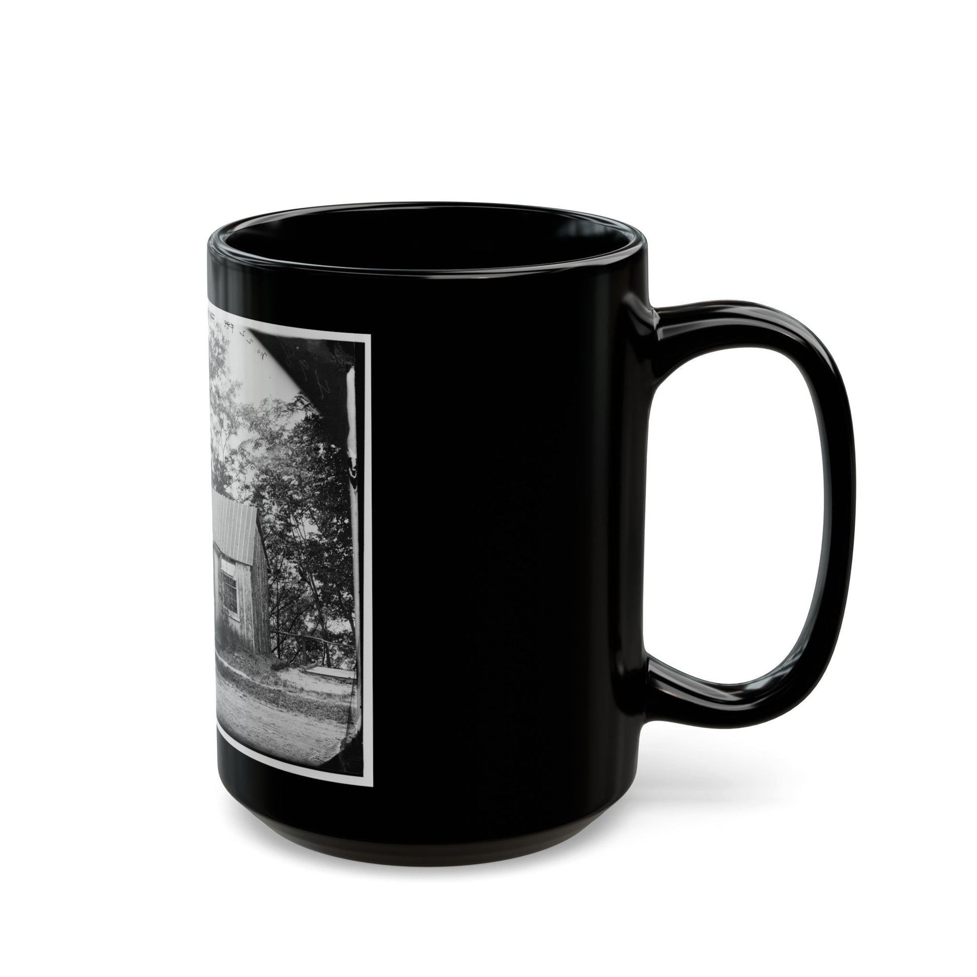 Brandy Station, Virginia . Officers' Quarters (U.S. Civil War) Black Coffee Mug-The Sticker Space